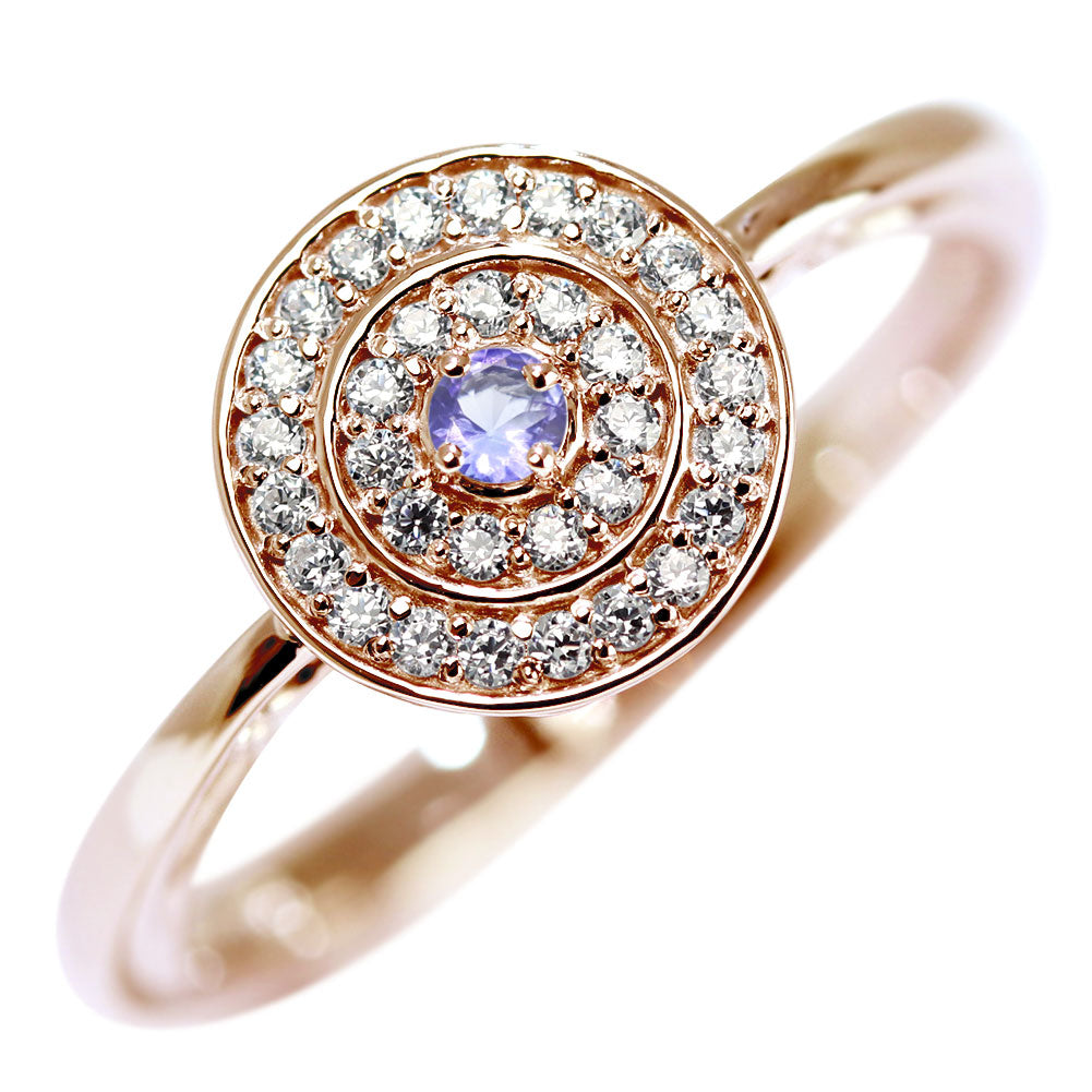 サークルリング ダイヤモンド 指輪 レディース 可愛い 18金 10金 プラチナ シルバー 唐草 パヴェ 二重取り巻き アラベスク 選べる誕生石 (品番 mr-0411)