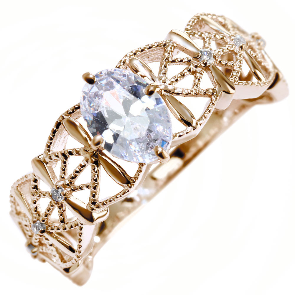 指輪 レディース 大ぶり ゴージャス 透かし レース おしゃれ リング 選べる誕生石 sv925 k10 k18 pt900 幾何学模様 格子柄 人気 高見え (品番 mr-0432)