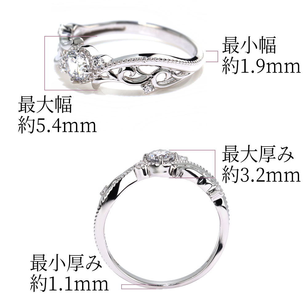 K10 アラベスク 指輪 リング 唐草 レディース S字 4ミリ 空枠 リフォーム ウェーブ 透かし K18 Pt900 SV925 ミル打ち エレガント 母の日 リメイク (品番 mr-0452-kw)