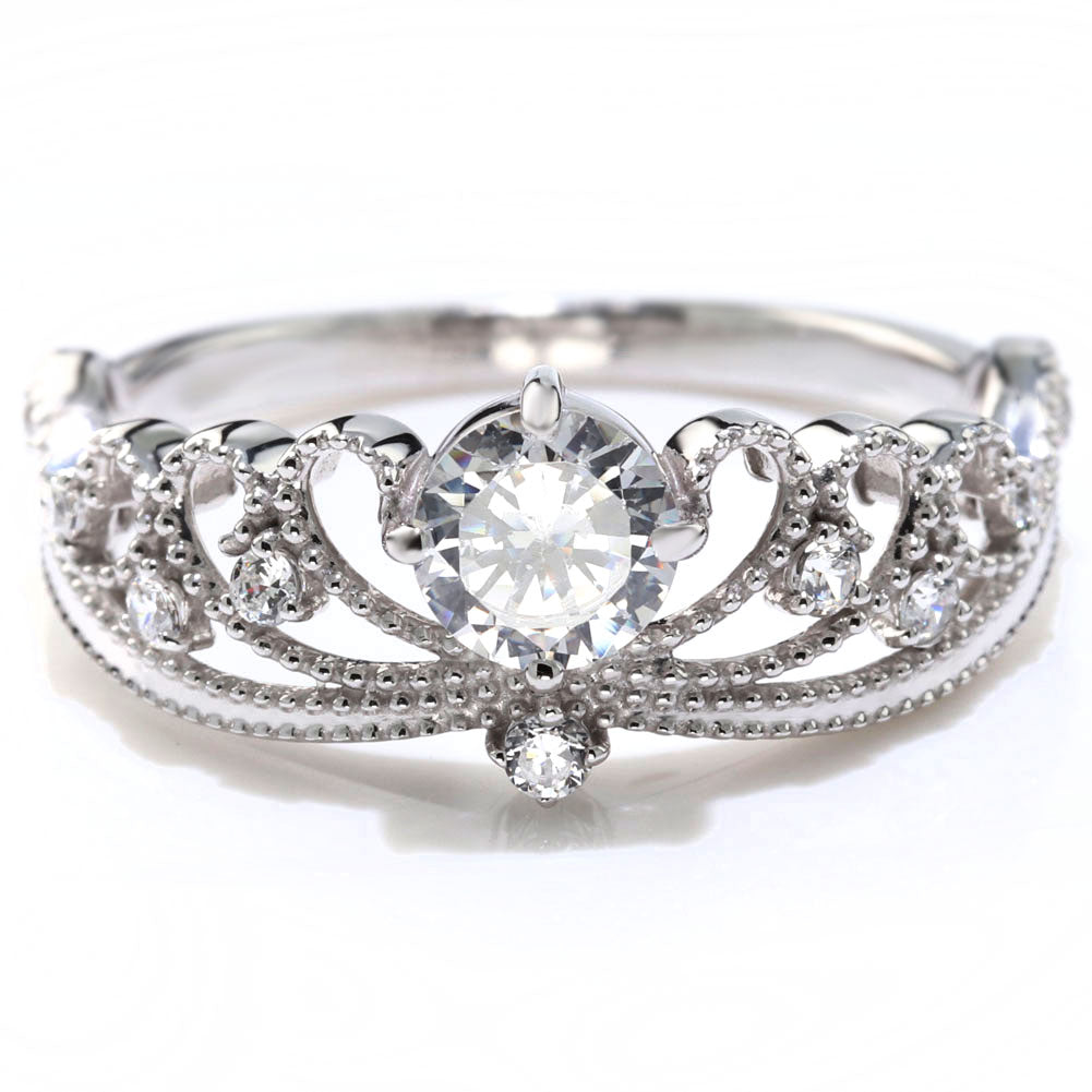 大粒 ダイヤモンドリング 0.5ct 高品質 18金 プラチナ 鑑定書付き ティアラ プリンセス 姫 婚約指輪 結婚10周年 記念日 アニバーサリー (品番 mr-0459-4-cgl-2)