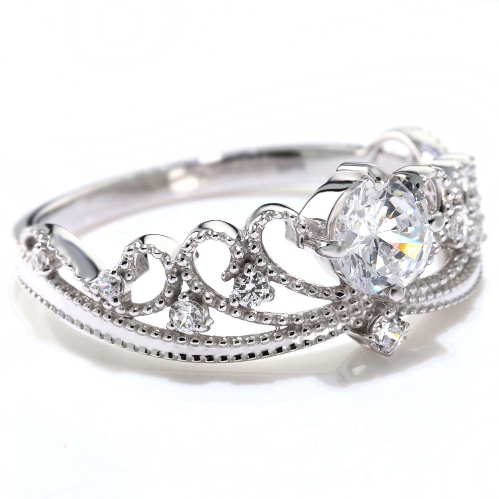 大粒 ダイヤモンドリング 0.5ct 高品質 18金 プラチナ 鑑定書付き ティアラ プリンセス 姫 婚約指輪 結婚10周年 記念日 アニバーサリー (品番 mr-0459-4-cgl-2)