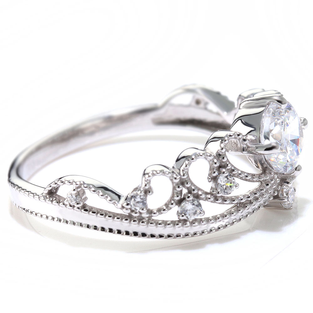 大粒 ダイヤモンドリング 0.5ct 高品質 18金 プラチナ 鑑定書付き ティアラ プリンセス 姫 婚約指輪 結婚10周年 記念日 アニバーサリー (品番 mr-0459-4-cgl-2)