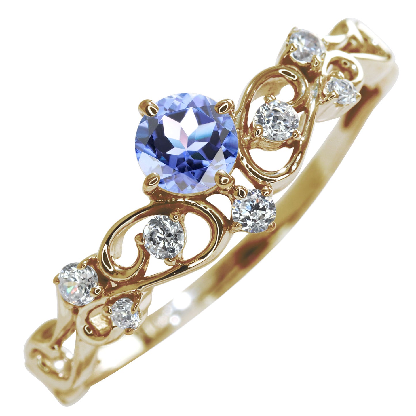 誕生石リング レディース 唐草 指輪 ティアラ風 ウェーブ 選べる金種 カラー 天然石 K10 K18 Pt900 SV925 指輪 上品 曲線 華やか ご褒美 贈り物 (品番 mr-0462)