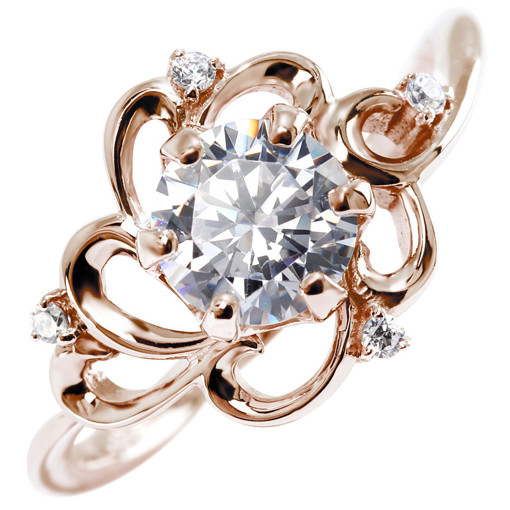 誕生石 レディース リング フラワー 花 かわいい 指輪 6mm k10 k18 pt900 sv925 デート 女子会 カジュアル お洒落 個性 大人女子 自分用 ご褒美 (品番 mr-0475)