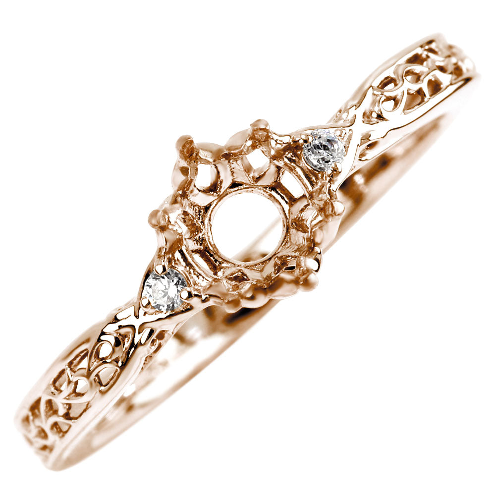 空枠 指輪 5mm 簡単 セミオーダー 枠 アラベスク リング sv925 k10 k18 pt900 フラワー 華やか アンティーク 誕生日 記念日 クリスマス プレゼント (品番 mr-0486-kw)