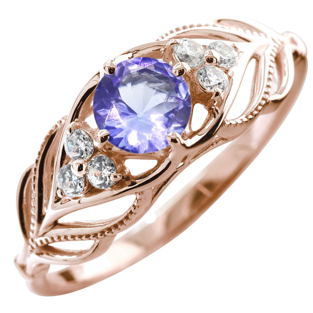 レディース リング 選べる誕生石 指輪 5mm リーフ 綺麗 ミル打ち 女性 おすすめ クラシック ジュエリー 日本製 アニバーサリープレゼント エレガント (品番 mr-0490)