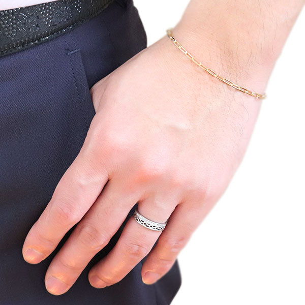 チェーンブレスレット メンズ 18金 イエローゴールド ペーパークリップ 中空 K18YG ブレスレット 男性 ユニセック ブレス プレゼント 人気 (品番 p-c-065-18-k18-m)