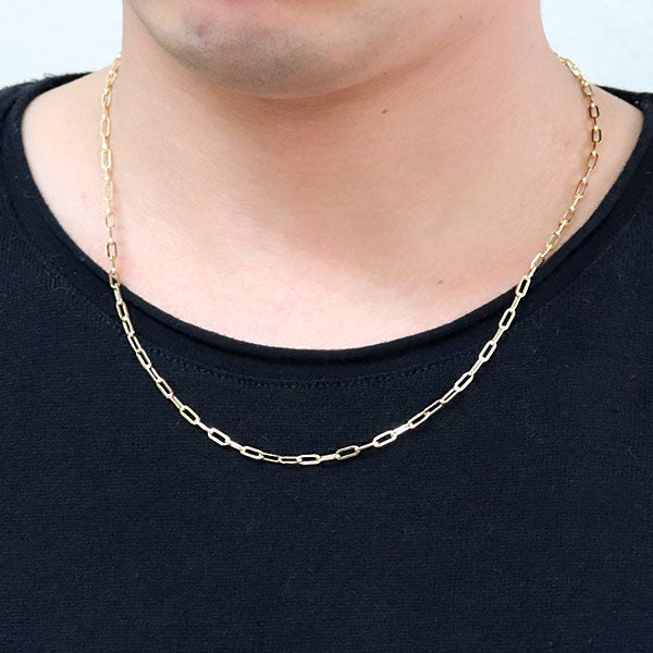 ペーパークリップ K18 ゴールド メンズネックレス 中空 18金 チェーン ネックレス メンズ レディース ユニセックスデザイン 人気 父の日 (品番 p-c-065-50-k18-m)