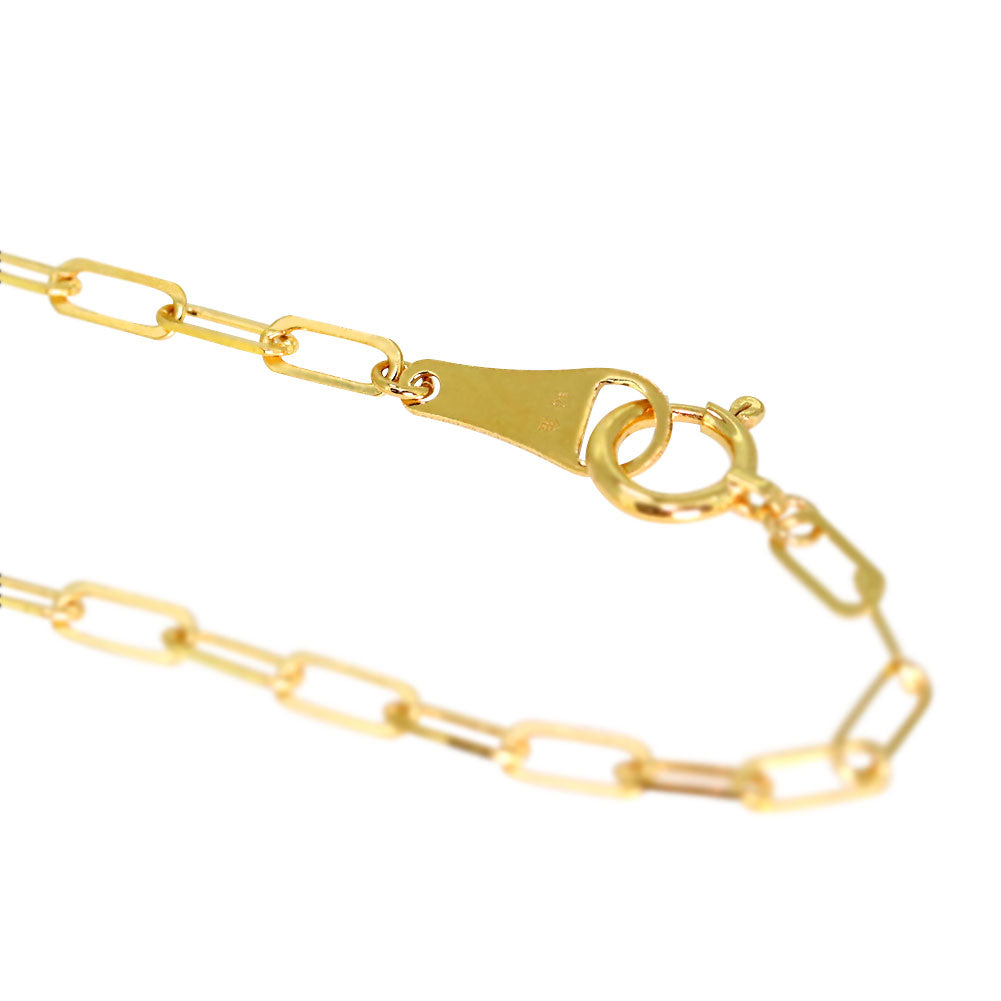 24金 ブレスレット メンズ ペーパークリップ 純金 24k イエローゴールド チェーン 幅2.2mm ユニセックス K18YG メンズブレスレット (品番 p-c-b-k24-m)