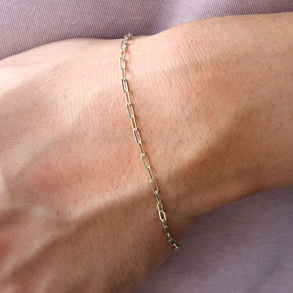 ブレスレット メンズ 純プラチナ ペーパークリップ チェーンブレスレット チェーン 幅2.2mm プラチナ999 ユニセックス pt999 メンズブレスレット (品番 p-c-b-pt-m)