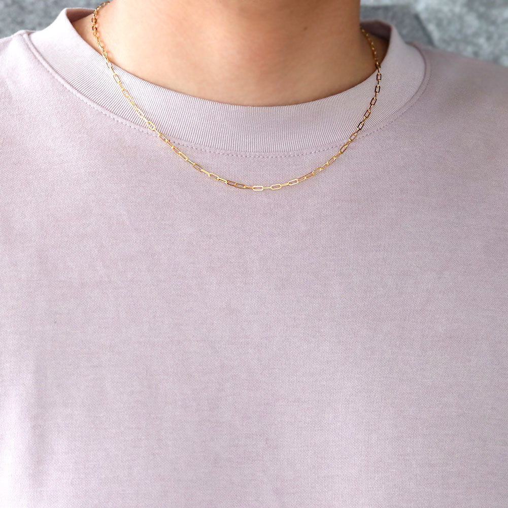 純金 ネックレス ペーパークリップ チェーン 24k メンズ K24 イエローゴールド 24金 幅2.2mm ユニセックス K18YG メンズネックレス (品番 p-c-n-k24-m)