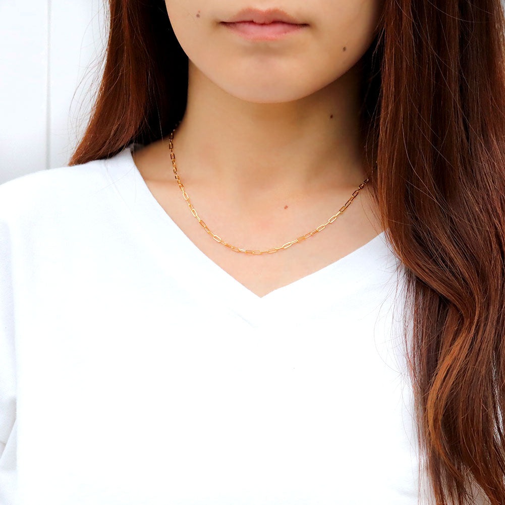 純金 ネックレス ペーパークリップ チェーン 24k メンズ K24 イエローゴールド 24金 幅2.2mm ユニセックス K18YG メンズネックレス (品番 p-c-n-k24-m)