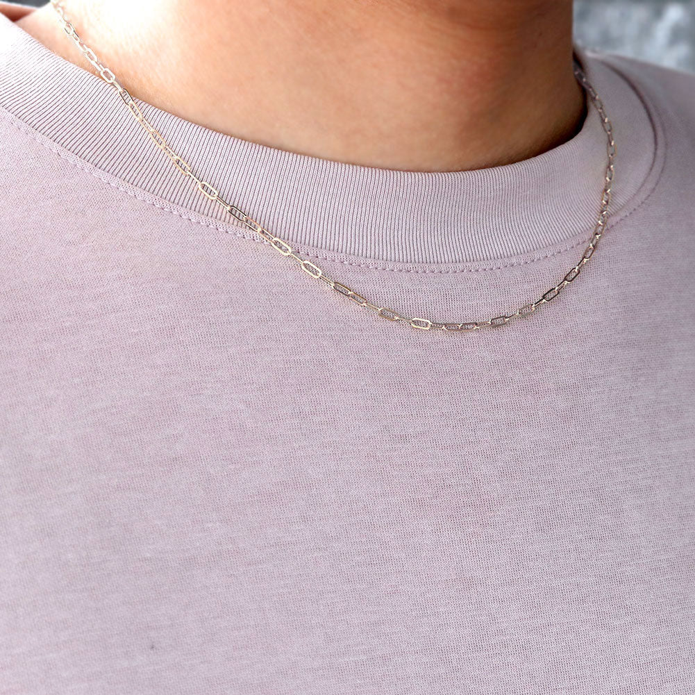純プラチナ ペーパークリップ ネックレス チェーン pt999 レディース pt プラチナ 幅2.2mm ユニセックス プラチナ999 レディースネックレス (品番 p-c-n-pt-l)