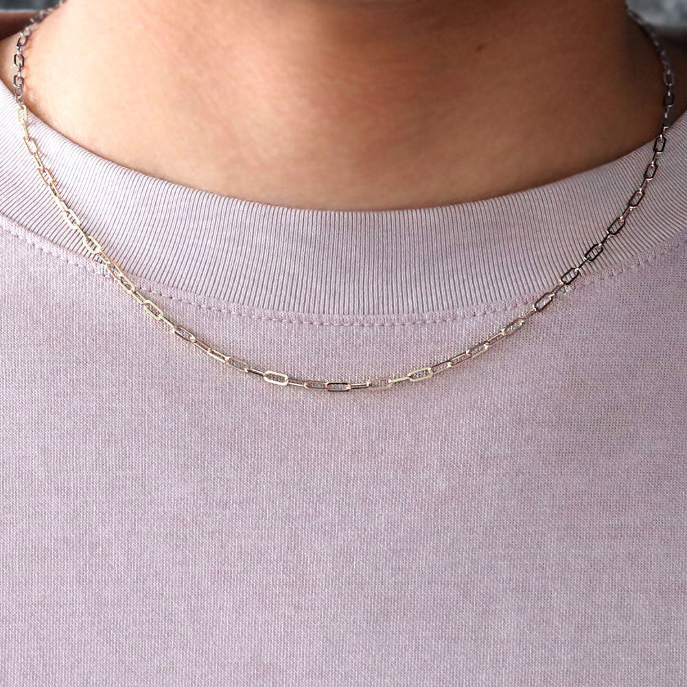 純プラチナ ペーパークリップ ネックレス チェーン pt999 メンズ pt プラチナ 幅2.2mm ユニセックス プラチナ999 メンズネックレス (品番 p-c-n-pt-m)