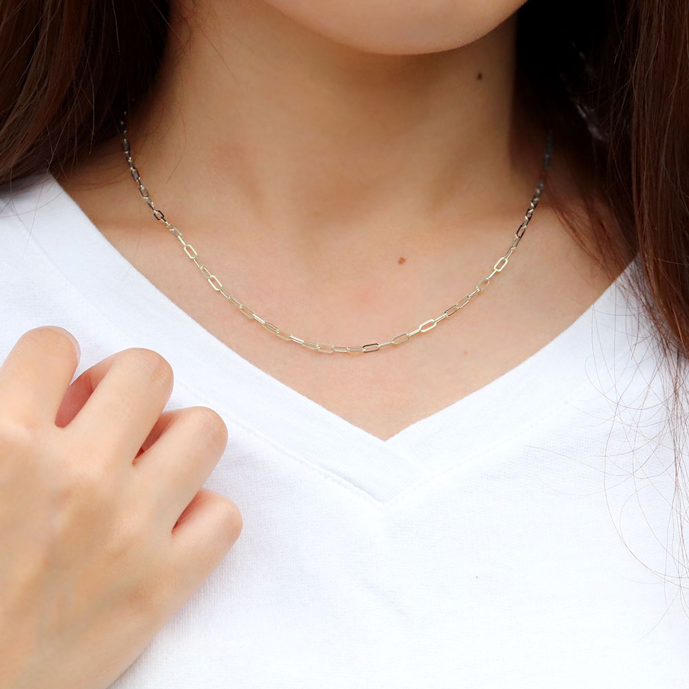 純プラチナ ペーパークリップ ネックレス チェーン pt999 レディース pt プラチナ 幅2.2mm ユニセックス プラチナ999 レディースネックレス (品番 p-c-n-pt-l)