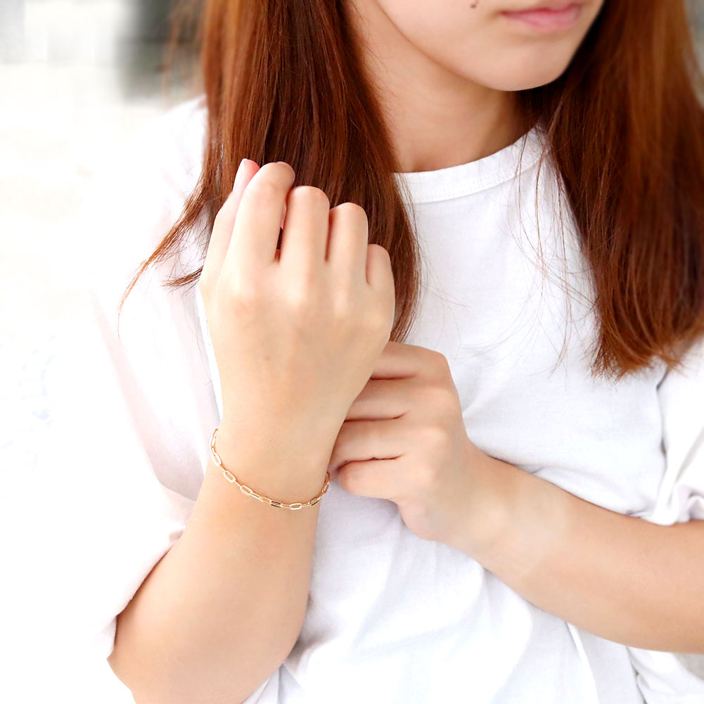 K18YG メンズ ブレスレット 中空 ペーパークリップ プレイド 格子柄 ブレス 18金 かっこいい 大人 男性 彼氏 夫 お洒落 メンズジュエリー (品番 p-c-plaid-h-080-18-k18-m)