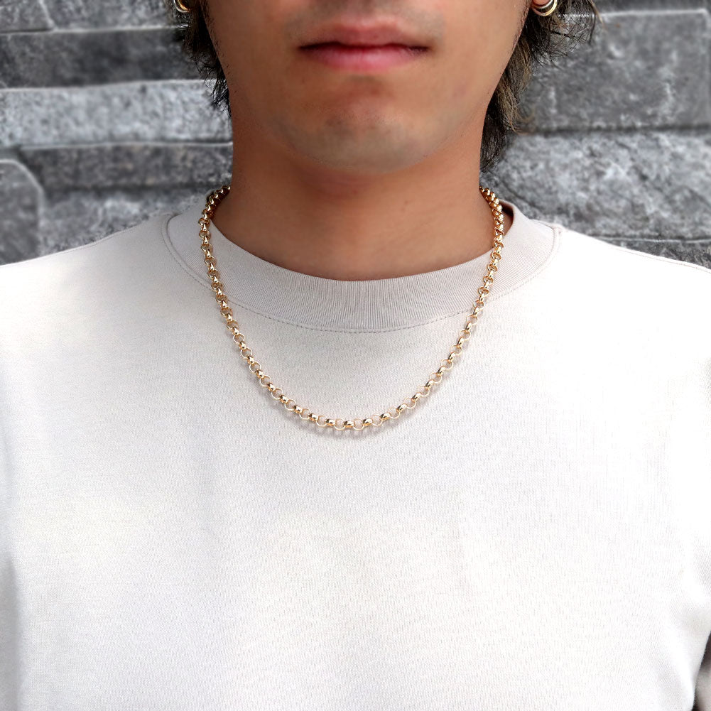K18 ネックレス レディース チェーンのみ 太め ロロチェーン 18金 イエローゴールド 中空 チェーン K18YG おしゃれ 彼女 妻 プレゼント (品番 rolo-h-040-k18-l)