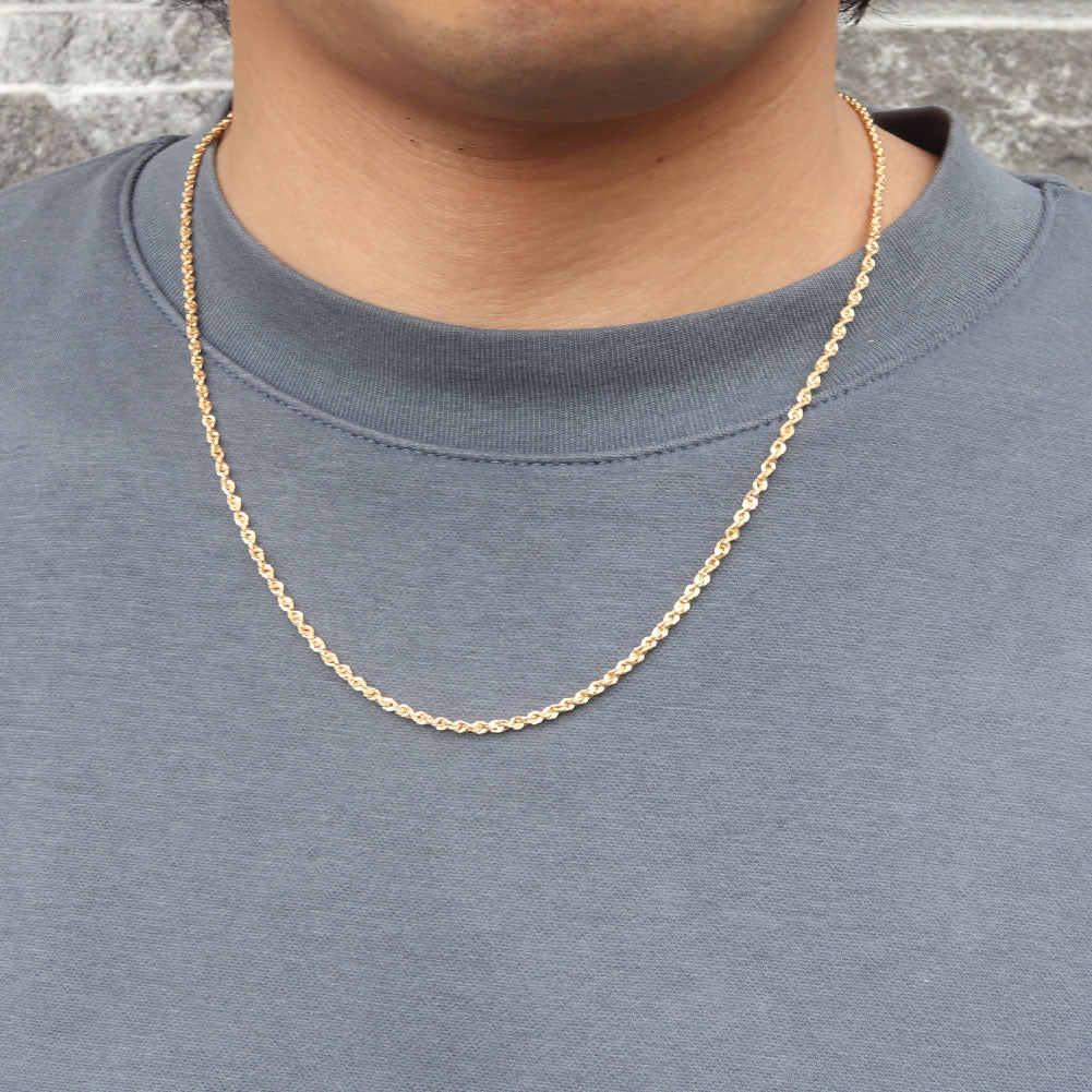 18金 ネックレス メンズ 中空 ロープチェーン メンズネックレス 人気 おすすめ 中空チェーン K18 ゴールド お洒落 記念日 ペア ギフト (品番 rope-h-040-k18-m)