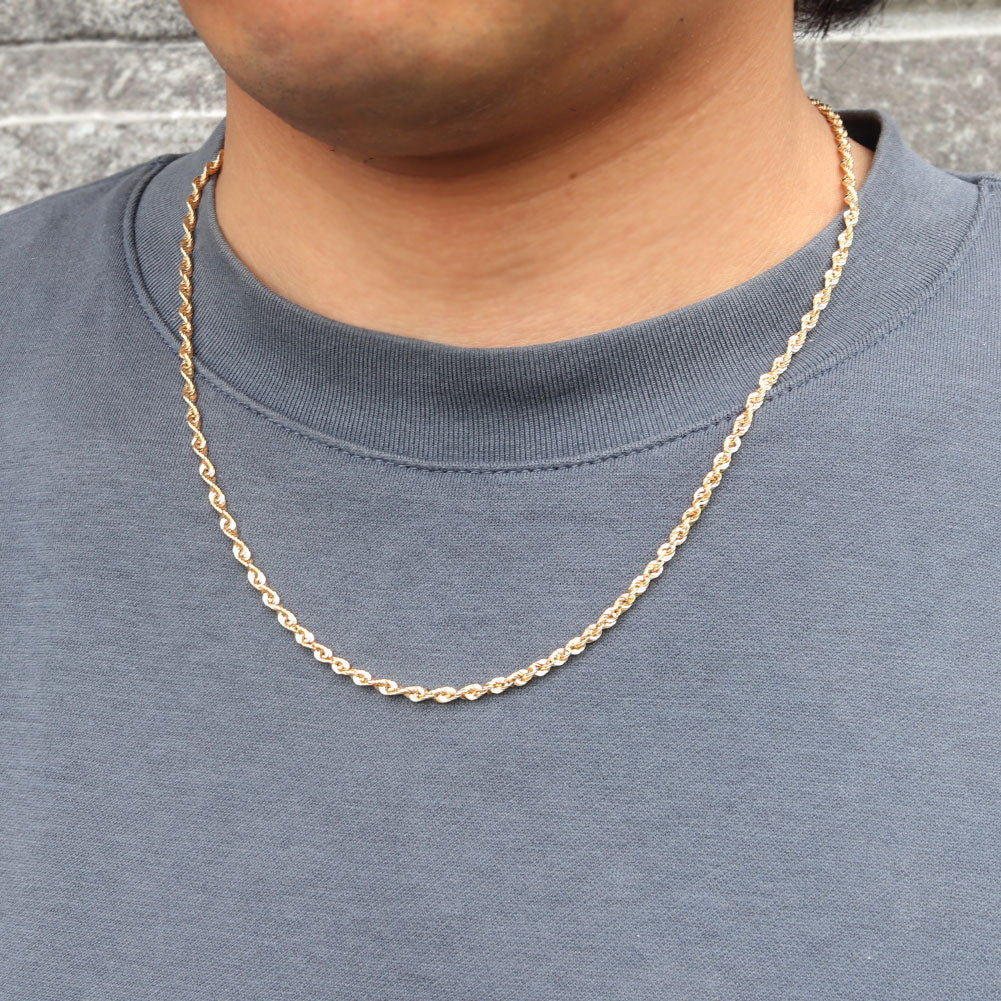 ロープチェーン レディース ネックレス 18金 中空チェーン ゴールド k18 軽い 中空ネックレス シンプル ユニセックス おしゃれ お揃い 地金 (品番 rope-h-050-k18-l)