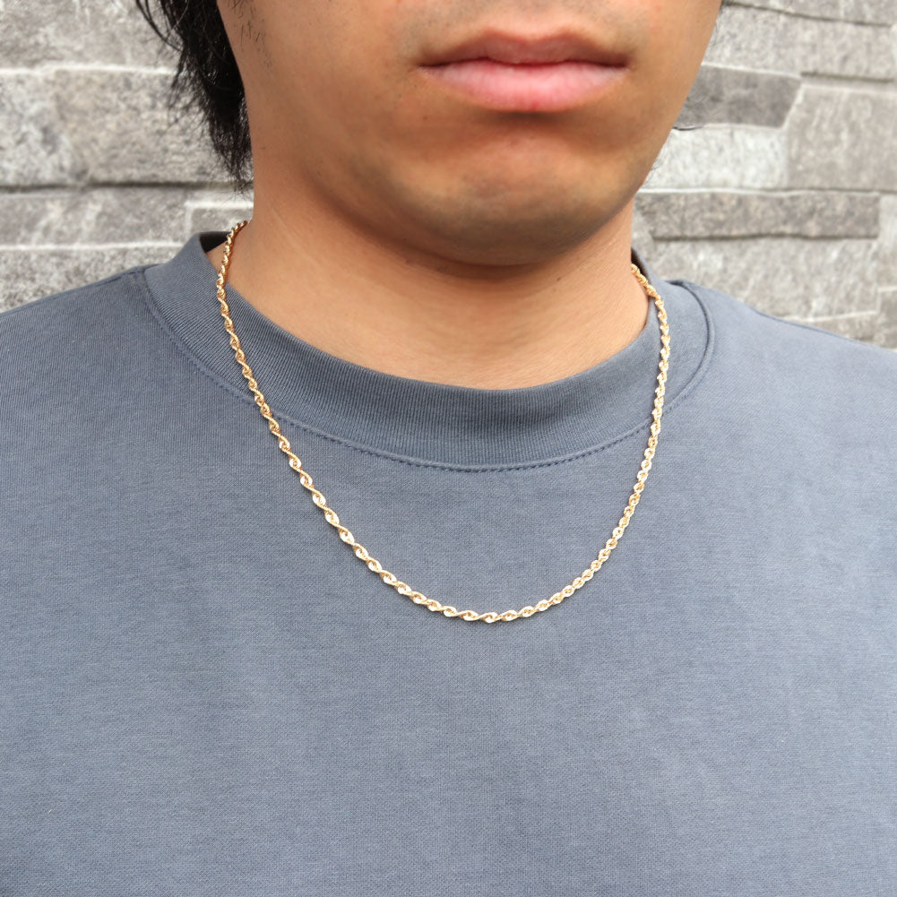 ロープチェーン レディース ネックレス 18金 中空チェーン ゴールド k18 軽い 中空ネックレス シンプル ユニセックス おしゃれ お揃い 地金 (品番 rope-h-050-k18-l)