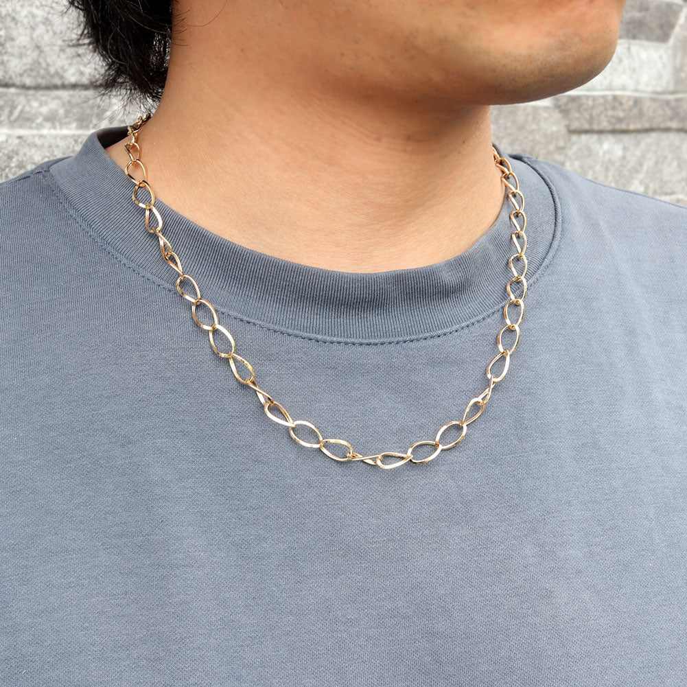18金 ネックレス メンズ 中空 ルビドチェーン K18YG ボリュームチェーン ルビド シンプル おしゃれ 軽い 人気 おすすめ 普段使い プレゼント (品番 rubido-h-l-k18-m)