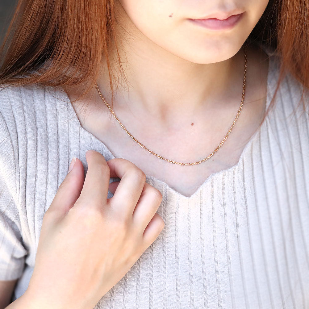 スクリューチェーン ネックレス k18 レディース 中空 チェーンのみ 18金 イエローゴールド 女性 ユニセックス シンプル 誕生日 プレゼント (品番 screw-h-035-k18-l)
