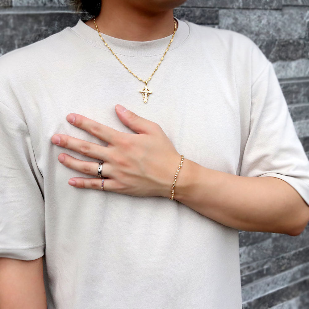 K18 イエローゴールド ブレスレット メンズ 中空 スカルチェーン 地金 K18YG スカル ブレス 大人 男性 かっこいい ペア お揃い ペアジュエリー (品番 skull-h-130-18-k18-m)