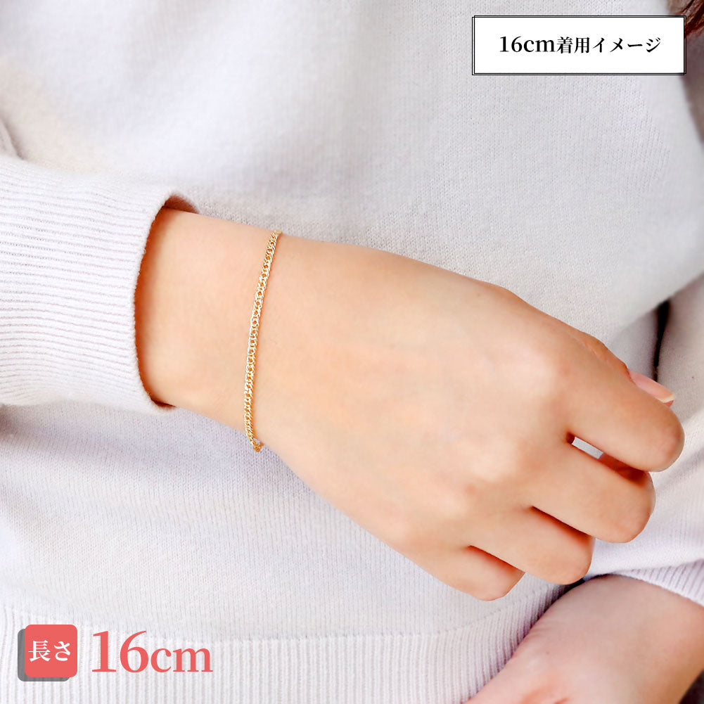 喜平ブレスレット 18金 ダブル メンズ チェーン キヘイ 喜平 K18 中空ダブル 16cm 18cm 20cm K18YG イエローゴールド 中空 (品番 w-k-040-18-k18)