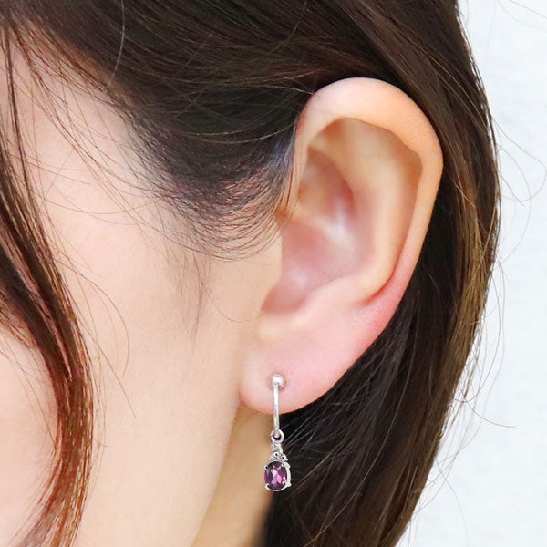 揺れる オーバル 大粒 フープイヤリング レディース イヤーカフ 選べる誕生石 Oval Hoop Earring 天然石 k10 k18 pt900 ノンホールピアス 両耳用