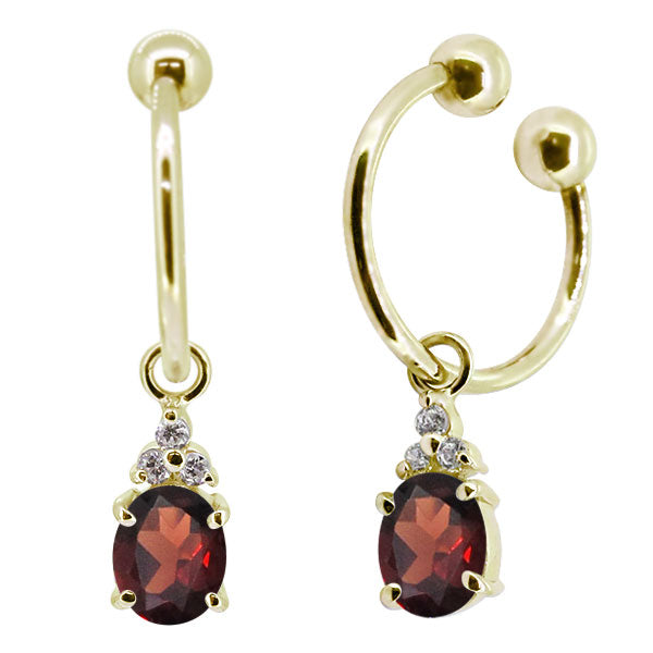 揺れる オーバル 大粒 フープイヤリング レディース イヤーカフ 選べる誕生石 Oval Hoop Earring 天然石 k10 k18 pt900 ノンホールピアス 両耳用