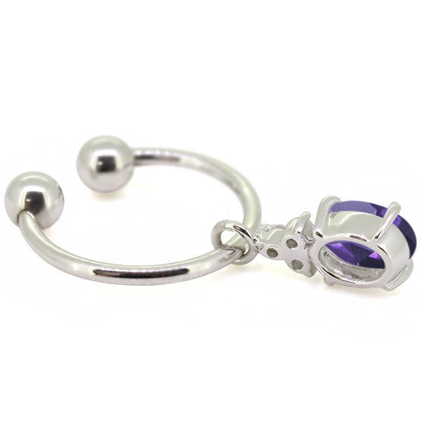 揺れる オーバル 大粒 フープイヤリング レディース イヤーカフ 選べる誕生石 Oval Hoop Earring 天然石 k10 k18 pt900 ノンホールピアス 両耳用