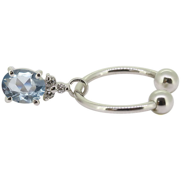 揺れる オーバル 大粒 フープイヤリング レディース イヤーカフ 選べる誕生石 Oval Hoop Earring 天然石 k10 k18 pt900 ノンホールピアス 両耳用