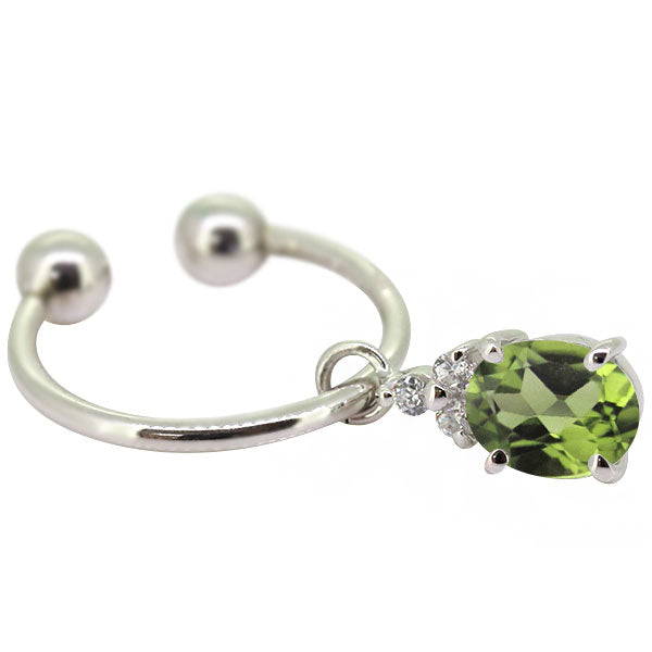 揺れる オーバル 大粒 フープイヤリング レディース イヤーカフ 選べる誕生石 Oval Hoop Earring 天然石 k10 k18 pt900 ノンホールピアス 両耳用