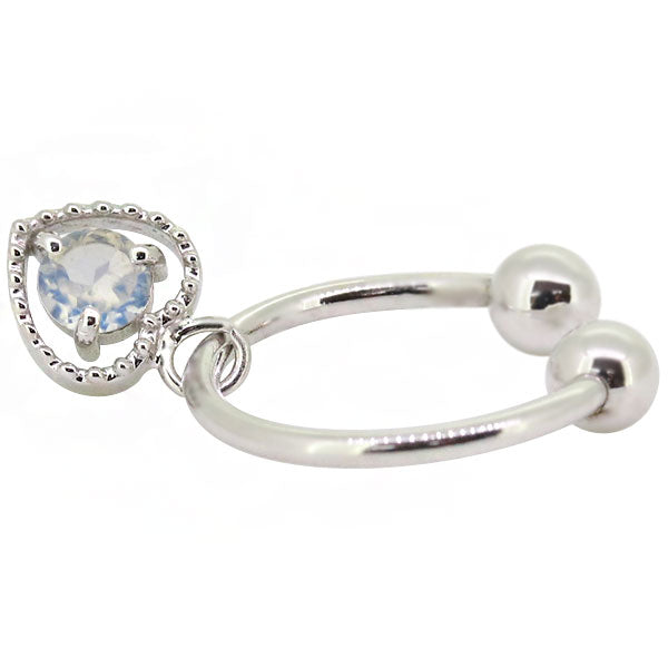 フープイヤリング レディース ハート 一粒 イヤーカフ 選べる誕生石 K10 K18 PT900 揺れる 天然石 Heart Hoop Earring 両耳セット オープンハート