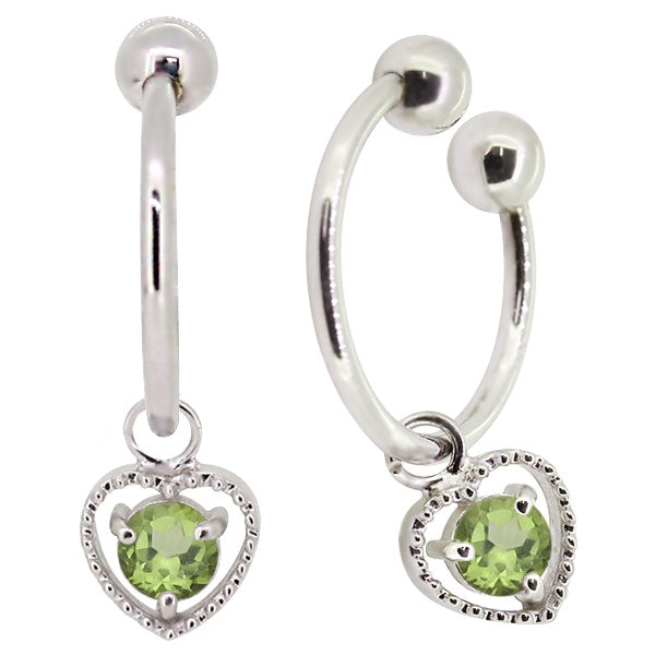 フープイヤリング レディース ハート 一粒 イヤーカフ 選べる誕生石 K10 K18 PT900 揺れる 天然石 Heart Hoop Earring 両耳セット オープンハート