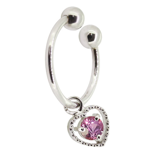 フープイヤリング レディース ハート 一粒 イヤーカフ 選べる誕生石 K10 K18 PT900 揺れる 天然石 Heart Hoop Earring 両耳セット オープンハート
