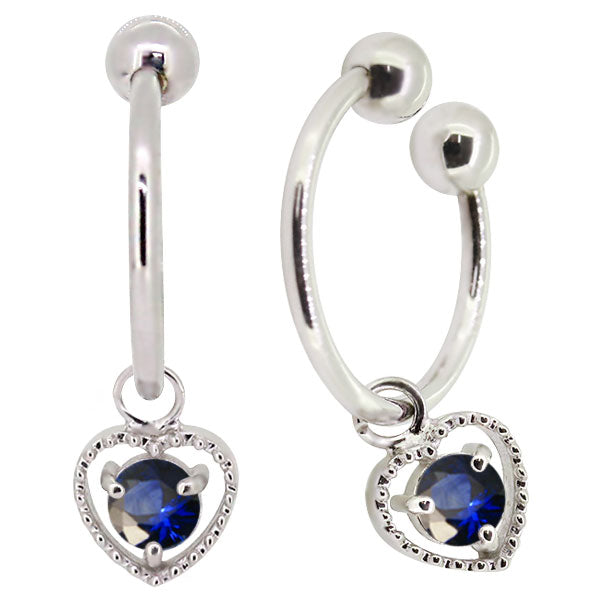 フープイヤリング レディース ハート 一粒 イヤーカフ 選べる誕生石 K10 K18 PT900 揺れる 天然石 Heart Hoop Earring 両耳セット オープンハート