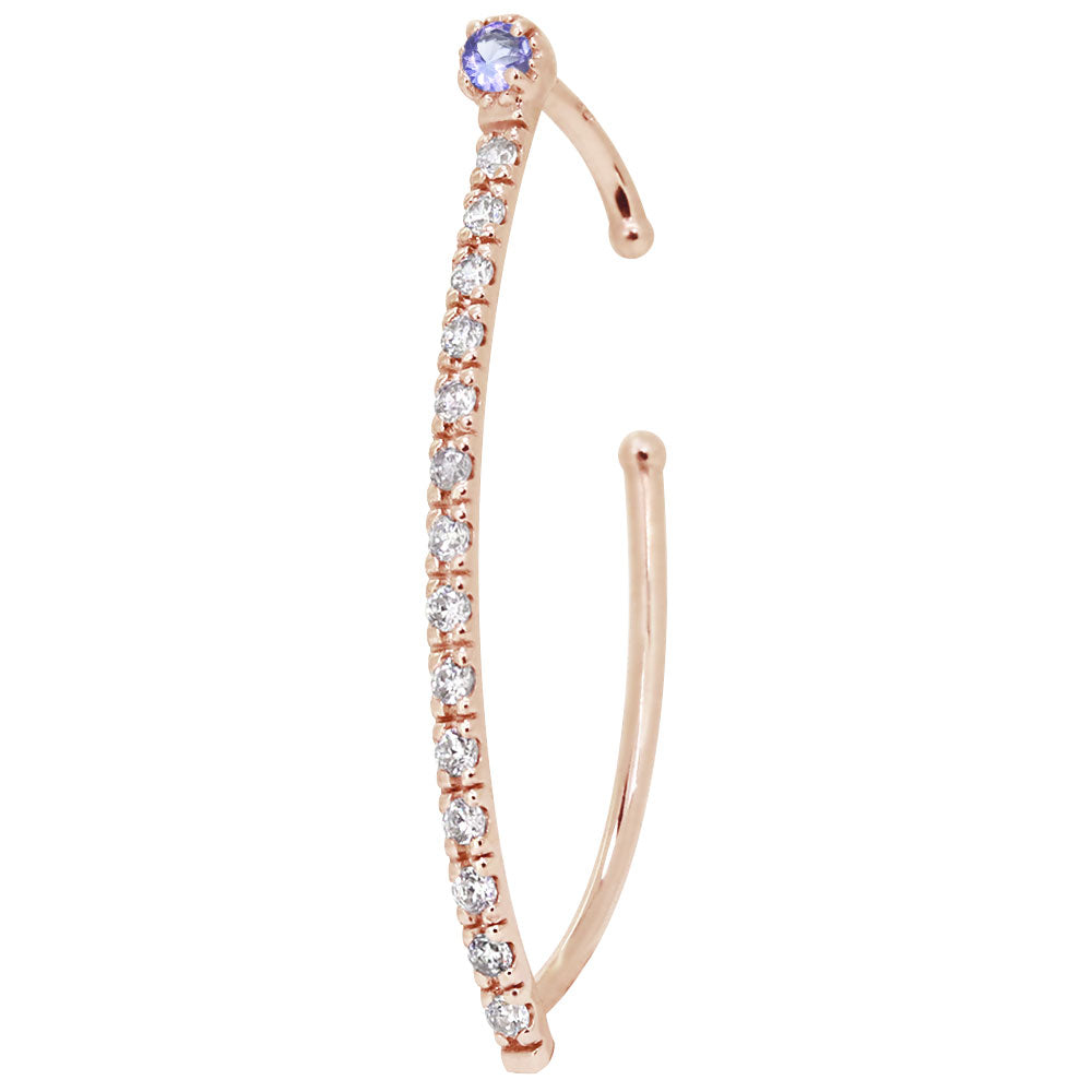 イヤーカフ 選べる誕生石 レディース ストレート バータイプ 天然石 片耳 イヤカフ 10金 18金 プラチナ ダイヤモンド (品番 me-0036)