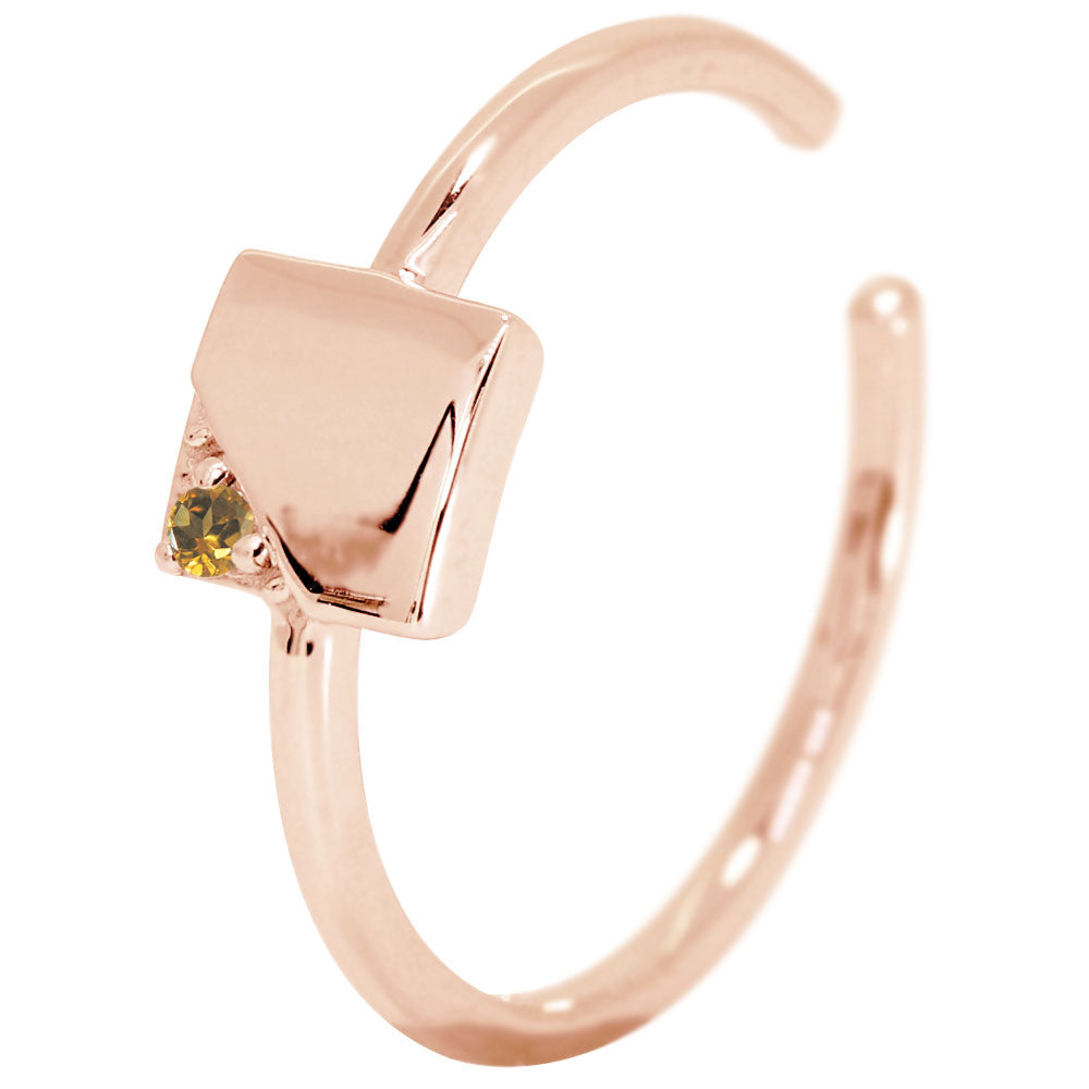 レディース イヤーカフ 四角形 幾何学 選べる誕生石 10金 18金 プラチナ ノンホールピアス 重ね付け 天然石 一粒 シンプル 細身 片耳用 (品番 me-0043)