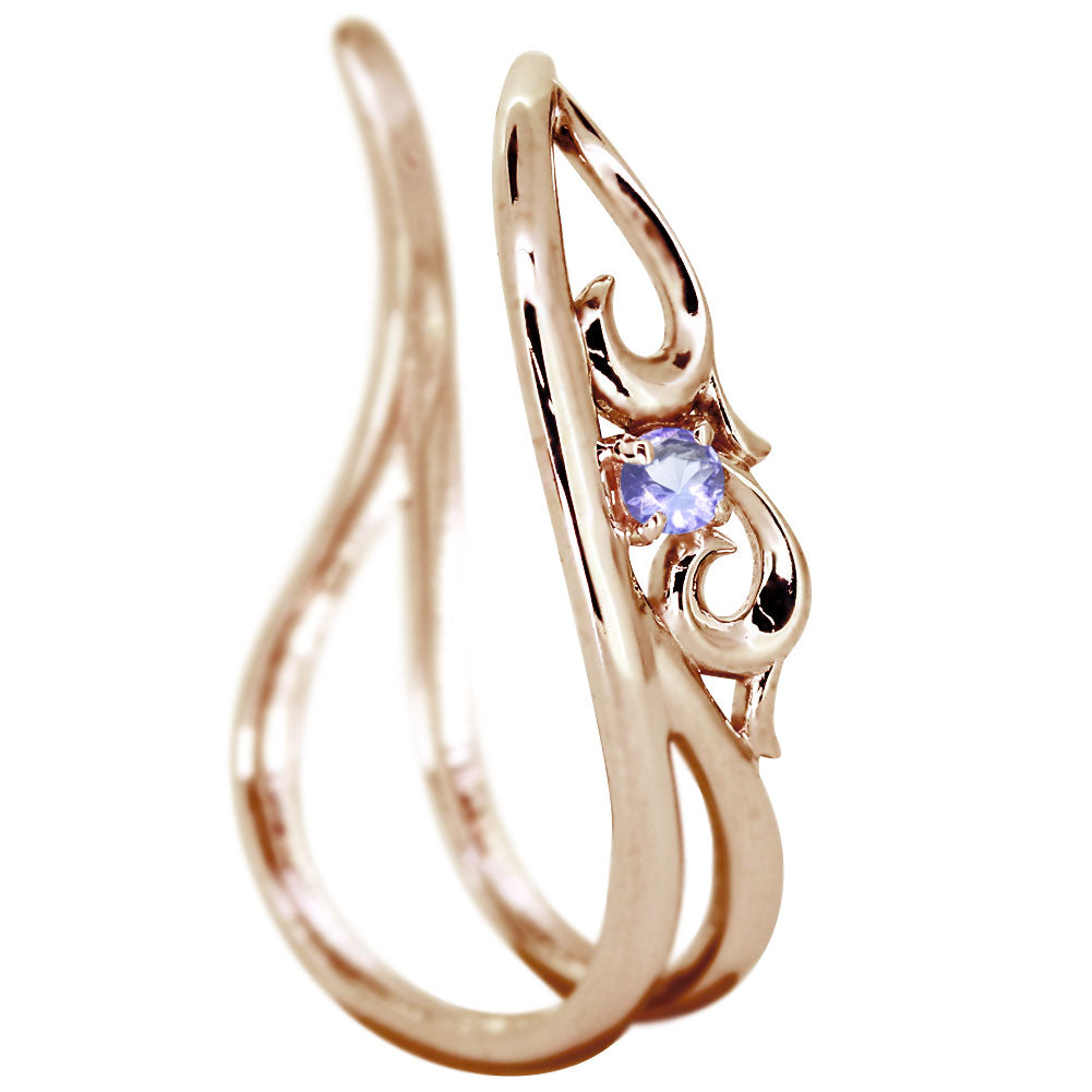 アラベスク 大ぶり イヤーカフ レディース 一粒 選べる誕生石 天然石 K10 K18 PT900 SV925 唐草 2連 イヤリング 片耳用 (品番 me-0059)