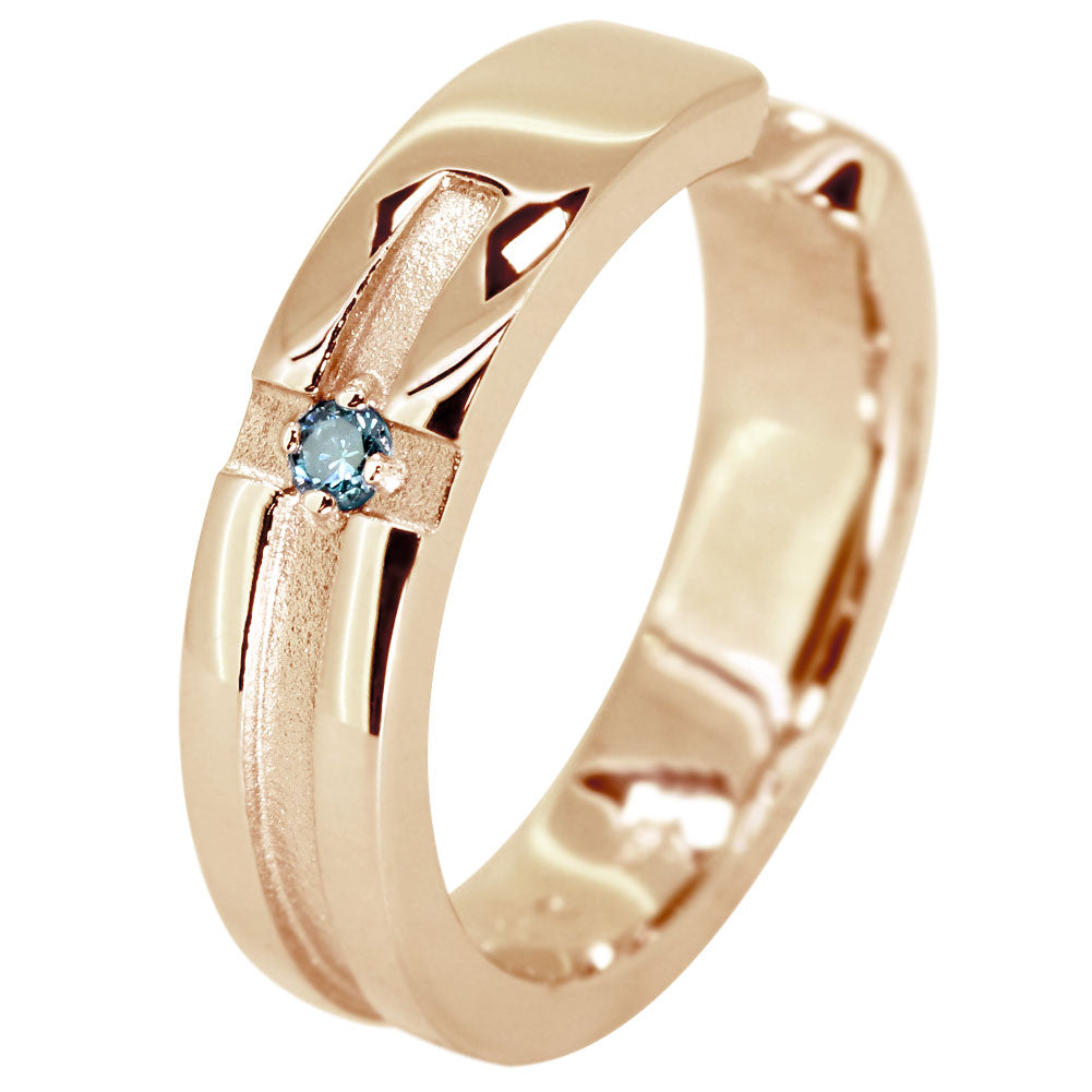 ブルーダイヤモンド レディース イヤーカフ 十字架 誕生石 ダイヤモンド 一粒 天然石 クロス 片耳 K10 K18 PT900 SV925 (品番 me-0060)