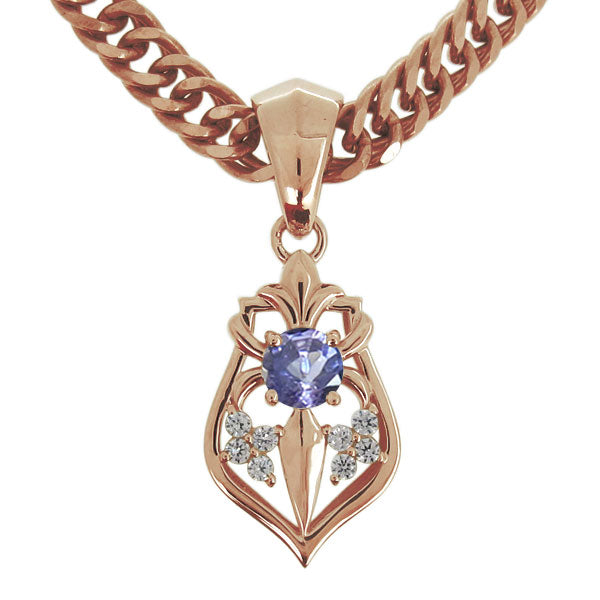 百合の紋章 ペンダント メンズ 喜平チェーン 選べる誕生石 天然石 k10 k18 pt900 sv925 ネックレス ユリ 喜平用 (品番 mh-0347)