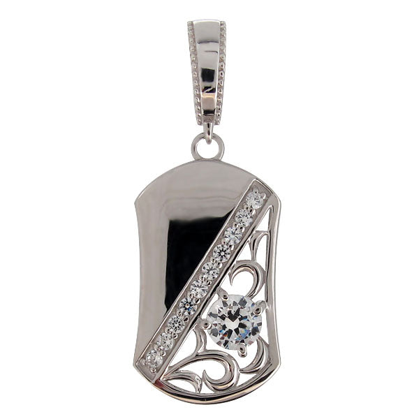 唐草 プレート メンズ ペンダントトップ 喜平用 4月 誕生石 ダイヤモンド 0.30ct 鑑定書付き Pendant top k18 pt900 天然石 大粒 アラベスク Rhinestone