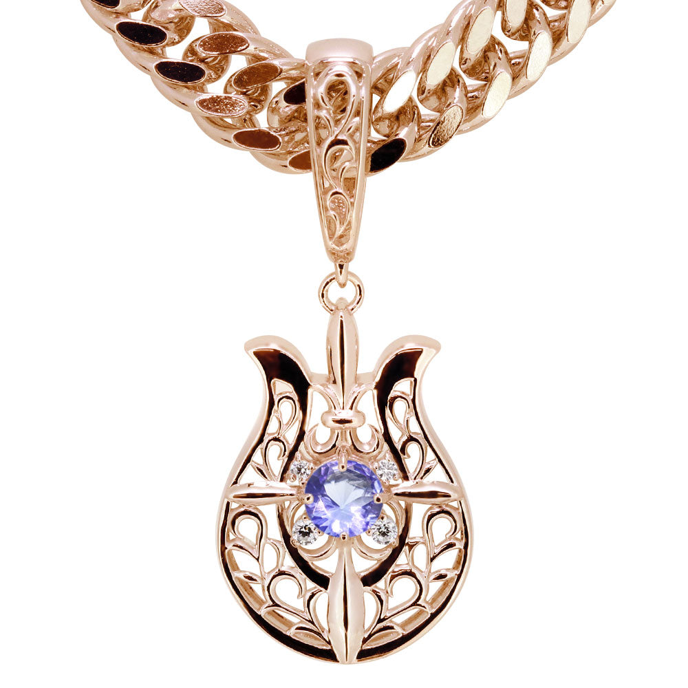 十字架 メンズ ペンダント 喜平100g用 大粒 馬蹄 百合 透かし 選べる誕生石 ネックレス 綺麗 唐草 おしゃれ K10 K18 PT900 SV925 クロス (品番 mh-0414)