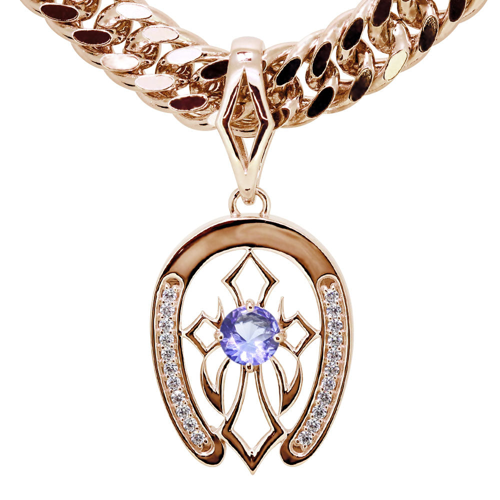 馬蹄 ペンダント 10金 18金 プラチナ シルバー 喜平100g用 メンズ 大粒 天然石 十字架 選べる誕生石 ネックレス 誕生日 クリスマスプレゼント (品番 mh-0415)