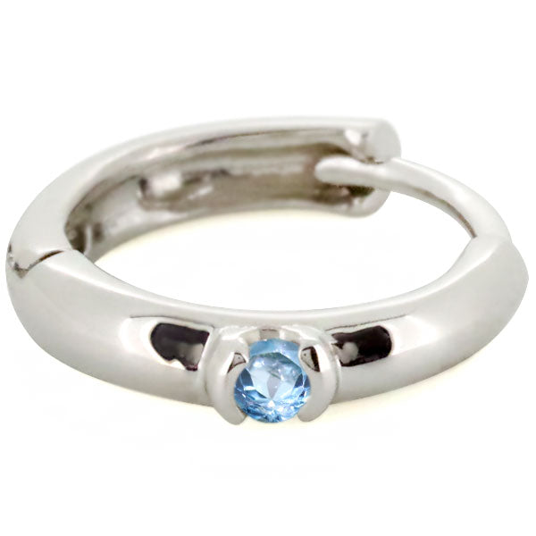 選べる誕生石 フープピアス メンズ 中折れ式 シンプル 一粒 ピアス フープ 誕生石 天然石 k10 k18 pt900 片耳