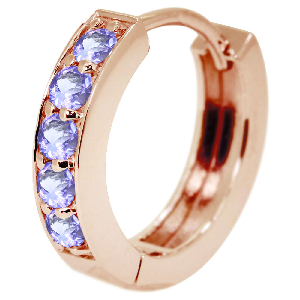 フープピアス ハーフエタニティ メンズ ピアス フープ 片耳 選べる誕生石 中折れ式 10金 18金 プラチナ 誕生石 天然石 (品番 mp-0169-m)