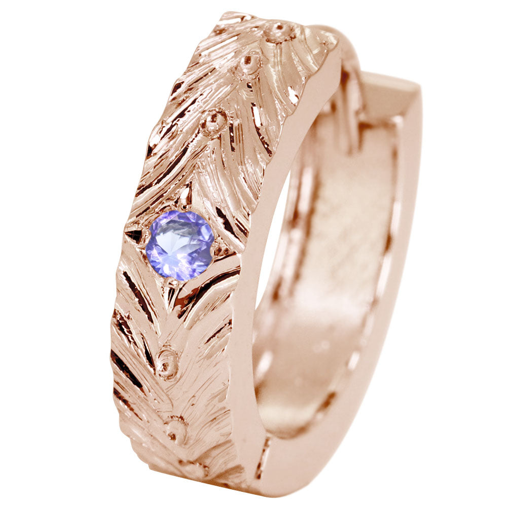 ピアス メンズ フープ 洋彫り 誕生石 中折れ式 フープピアス 彫り 片耳 10金 18金 プラチナ シルバー 天然石 選べる誕生石 一粒 男性 (品番 mp-0171-e-m)