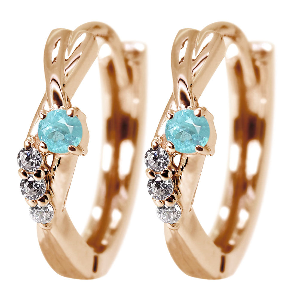 中折れ式 フープピアス レディース クロスライン 選べる誕生石 天然石 交差 X 両耳 10金 18金 プラチナ シルバー (品番 mp-0183)