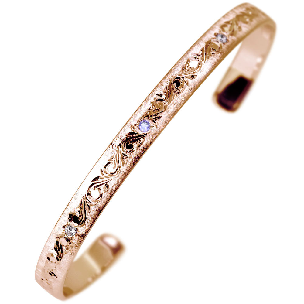 バングル メンズ 唐草 彫金 誕生石 アラベスク 天然石 10金 18金 プラチナ シルバー 地金 選べる誕生石 ブレスレット 手彫り お揃い ギフト (品番 mpb-0083-a-m)